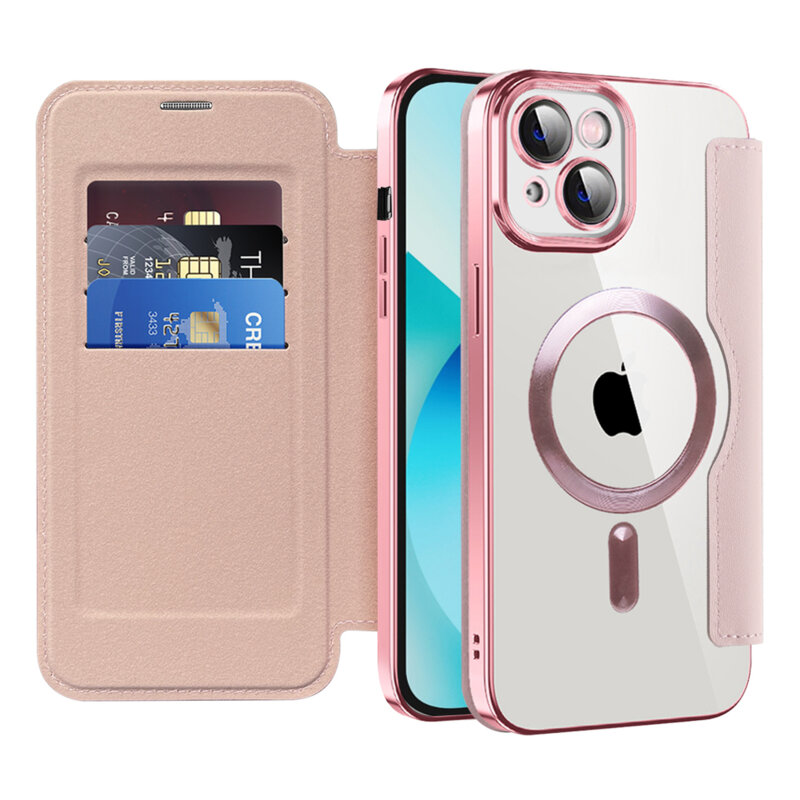 Husa iPhone 13 Techsuit SmartMag Book Case, roz