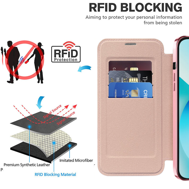 Husa iPhone 13 Techsuit SmartMag Book Case, roz