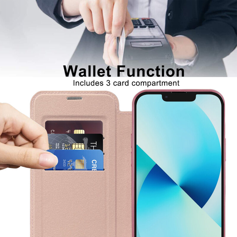 Husa iPhone 13 Techsuit SmartMag Book Case, roz