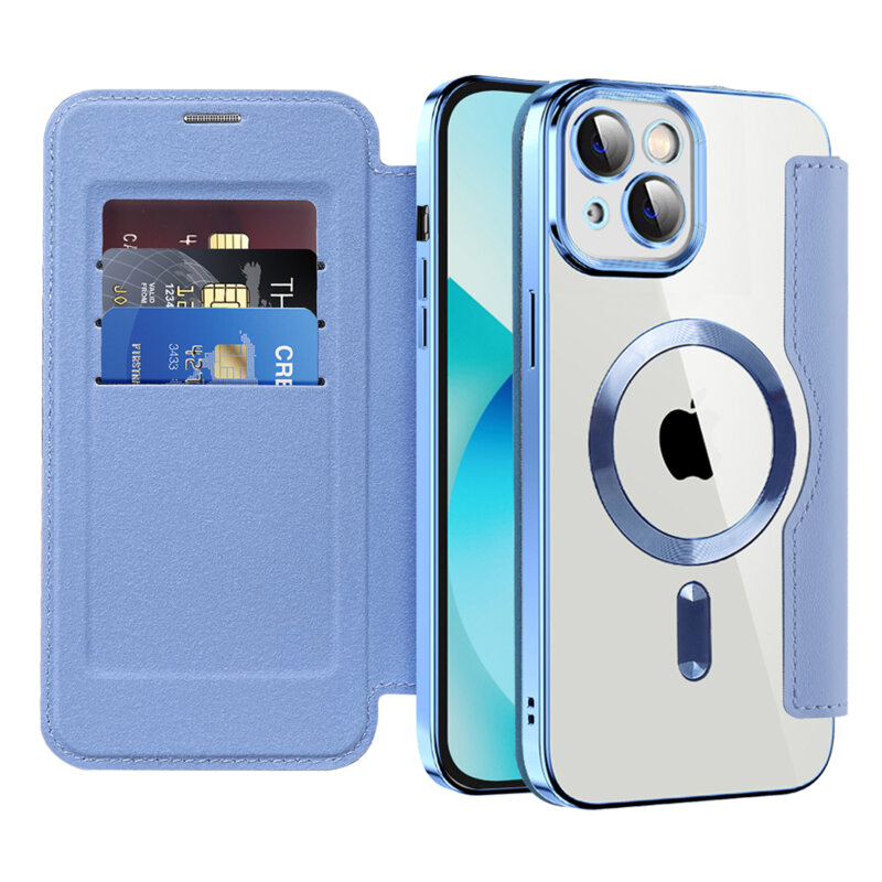 Husa iPhone 13 Techsuit SmartMag Book Case, bleu