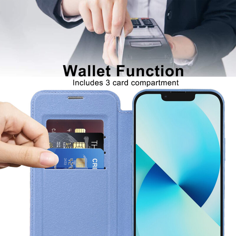 Husa iPhone 13 Techsuit SmartMag Book Case, bleu