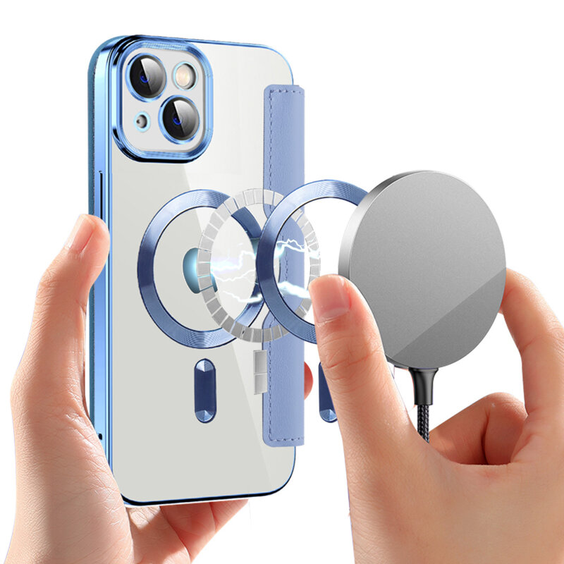 Husa iPhone 13 Techsuit SmartMag Book Case, bleu