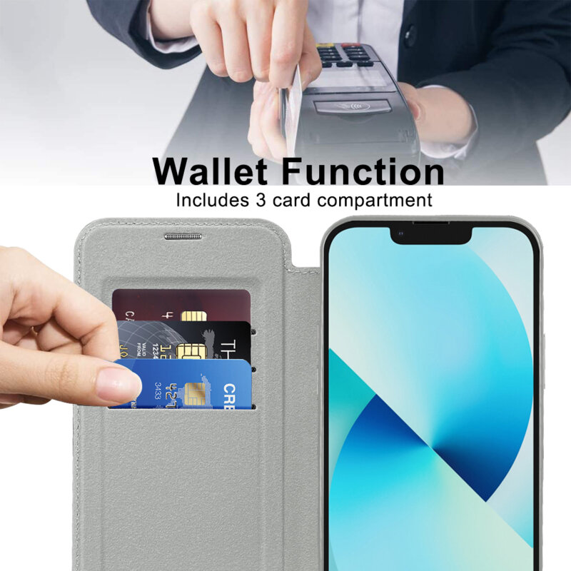 Husa iPhone 13 Techsuit SmartMag Book Case, gri