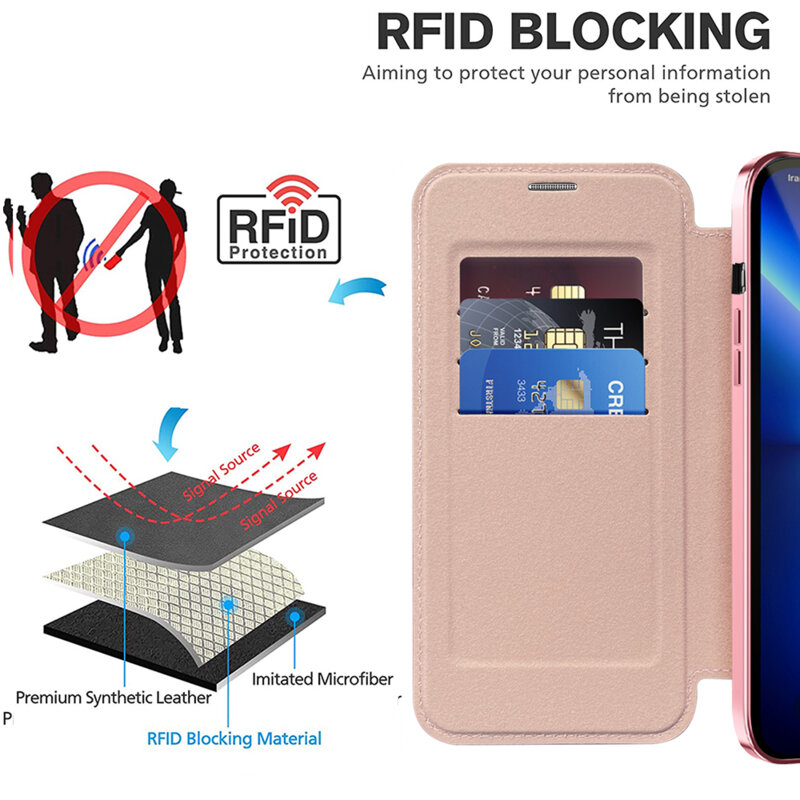 Husa iPhone 13 Pro Techsuit SmartMag Book Case, roz