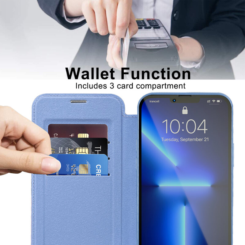 Husa iPhone 13 Pro Techsuit SmartMag Book Case, bleu