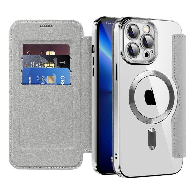 Husa iPhone 13 Pro Techsuit SmartMag Book Case, gri