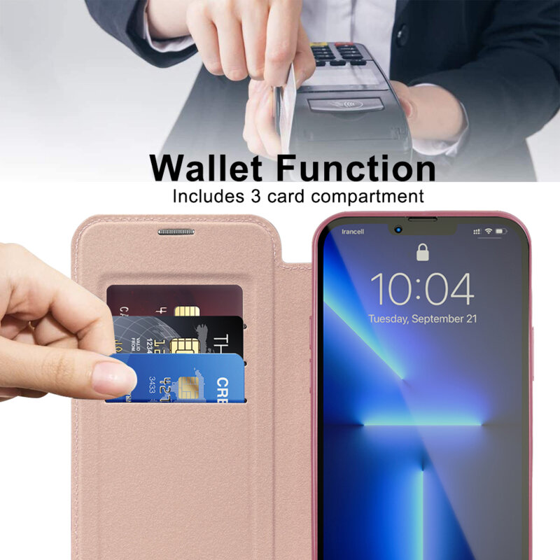 Husa iPhone 13 Pro Max Techsuit SmartMag Book Case, roz