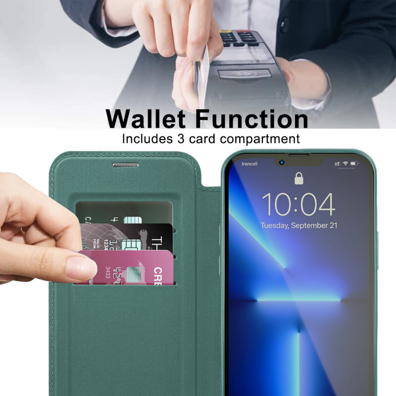 Husa iPhone 13 Pro Max Techsuit SmartMag Book Case, verde