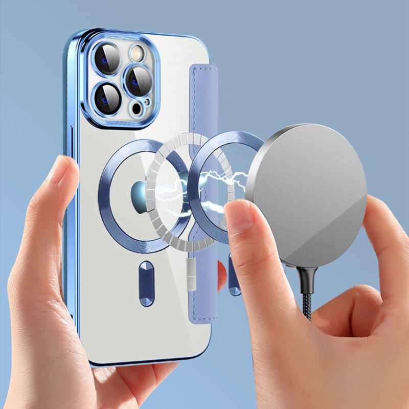 Husa iPhone 13 Pro Max Techsuit SmartMag Book Case, bleu