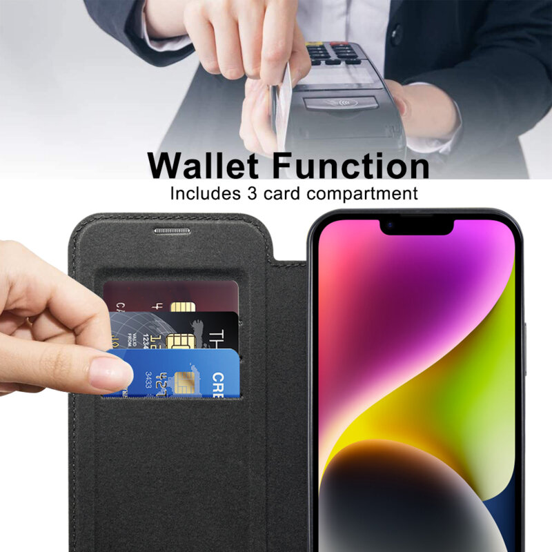 Husa iPhone 14 Techsuit SmartMag Book Case, negru