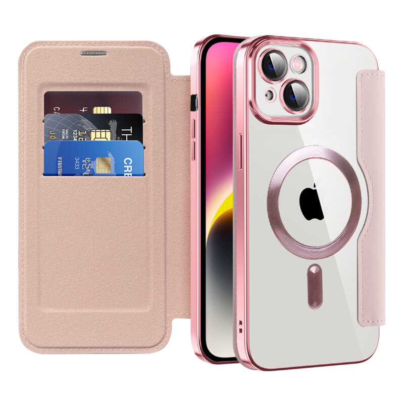 Husa iPhone 14 Techsuit SmartMag Book Case, roz