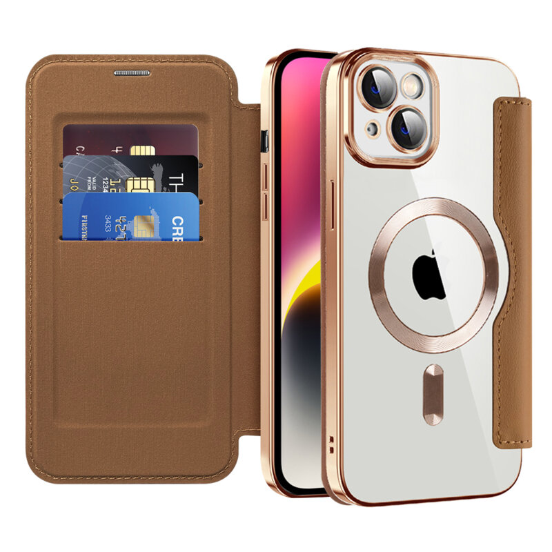 Husa iPhone 14 Techsuit SmartMag Book Case, maro