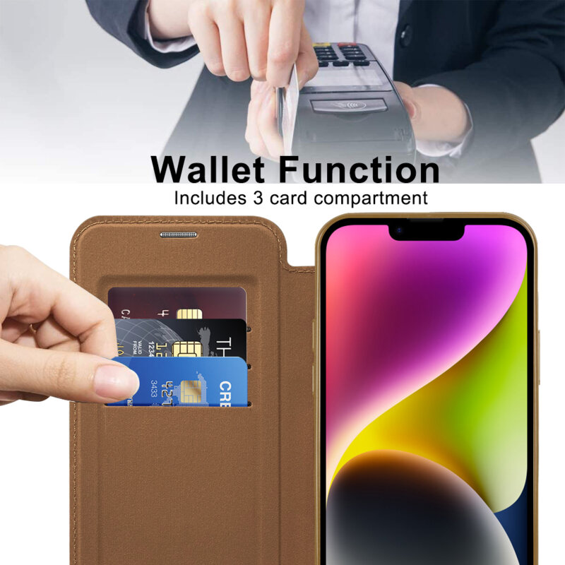 Husa iPhone 14 Techsuit SmartMag Book Case, maro