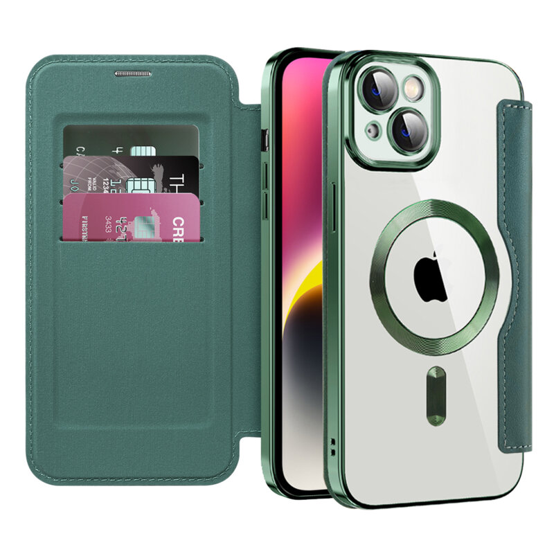 Husa iPhone 14 Techsuit SmartMag Book Case, verde