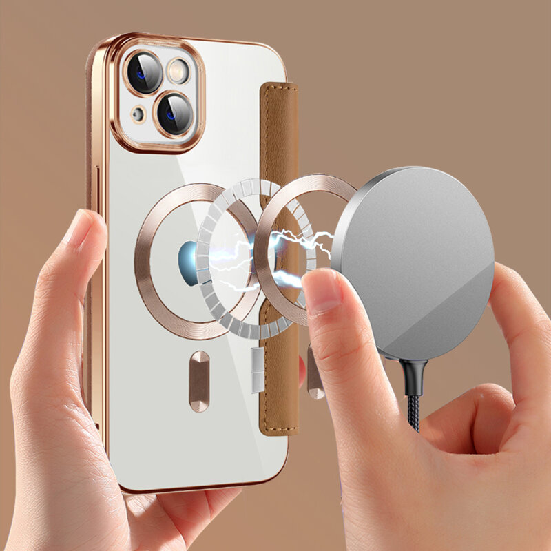 Husa iPhone 14 Plus Techsuit SmartMag Book Case, maro