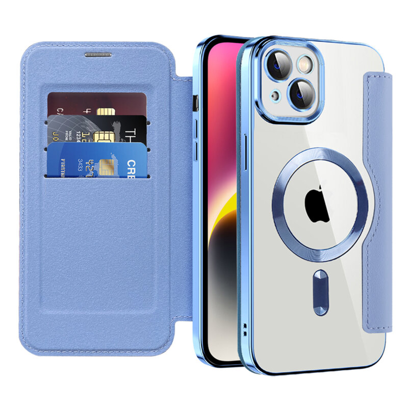 Husa iPhone 14 Plus Techsuit SmartMag Book Case, bleu