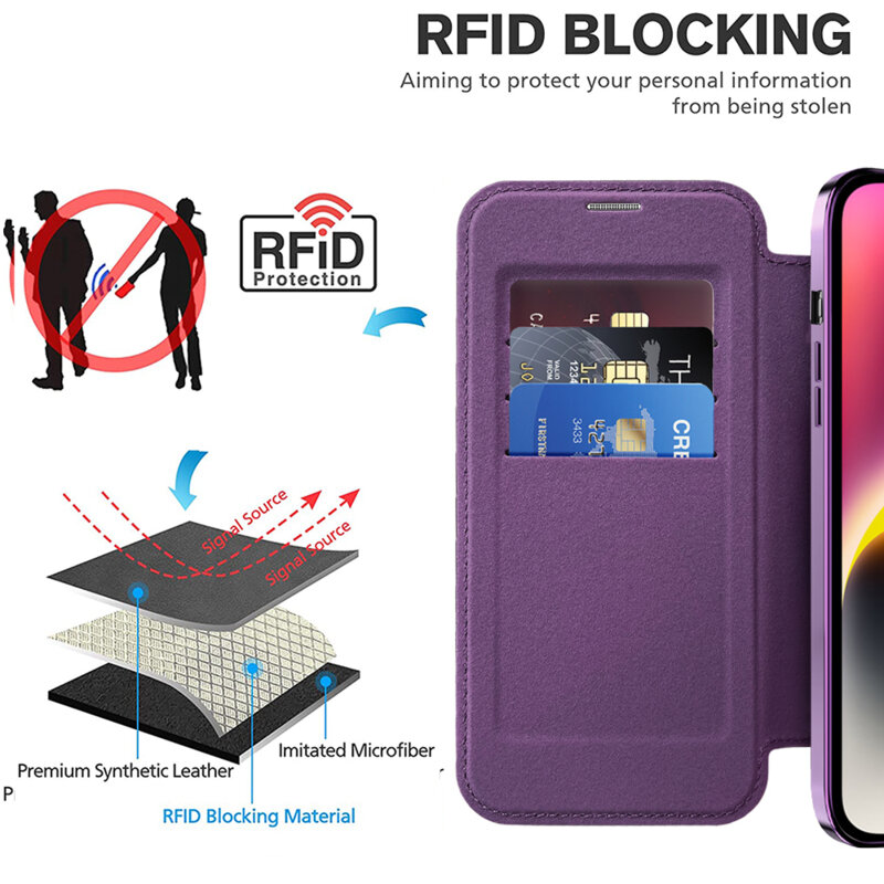 Husa iPhone 14 Plus Techsuit SmartMag Book Case, mov