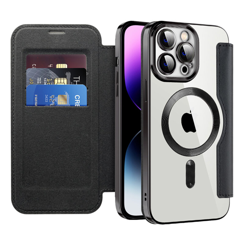 Husa iPhone 14 Pro Max Techsuit SmartMag Book Case, negru