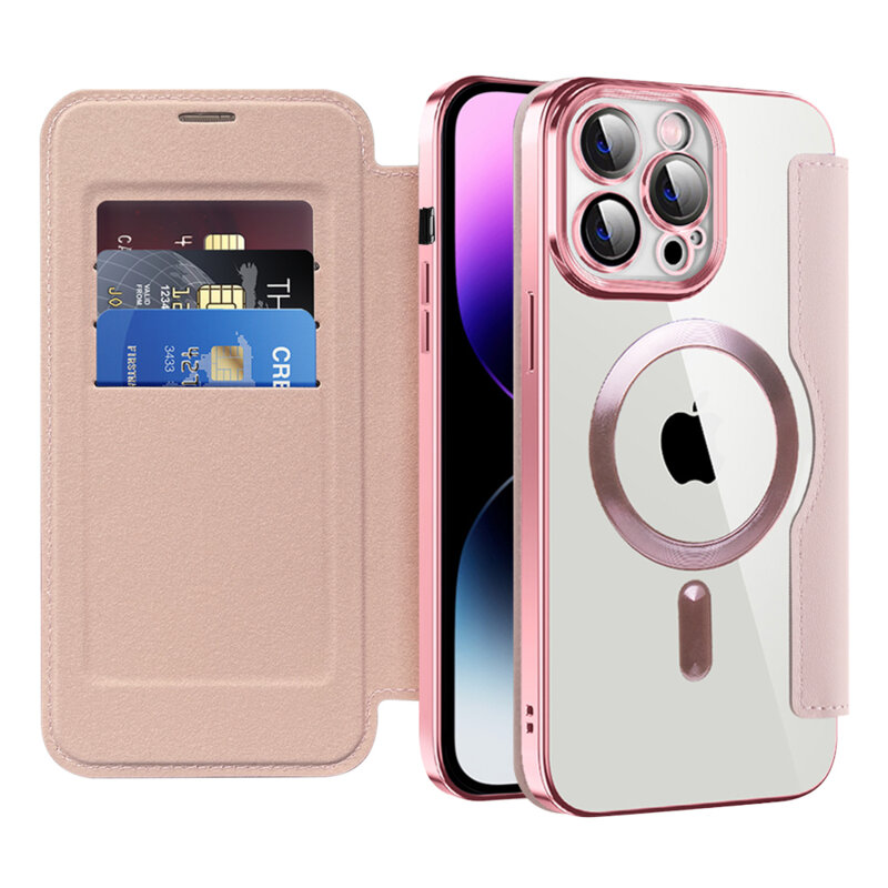 Husa iPhone 14 Pro Max Techsuit SmartMag Book Case, roz