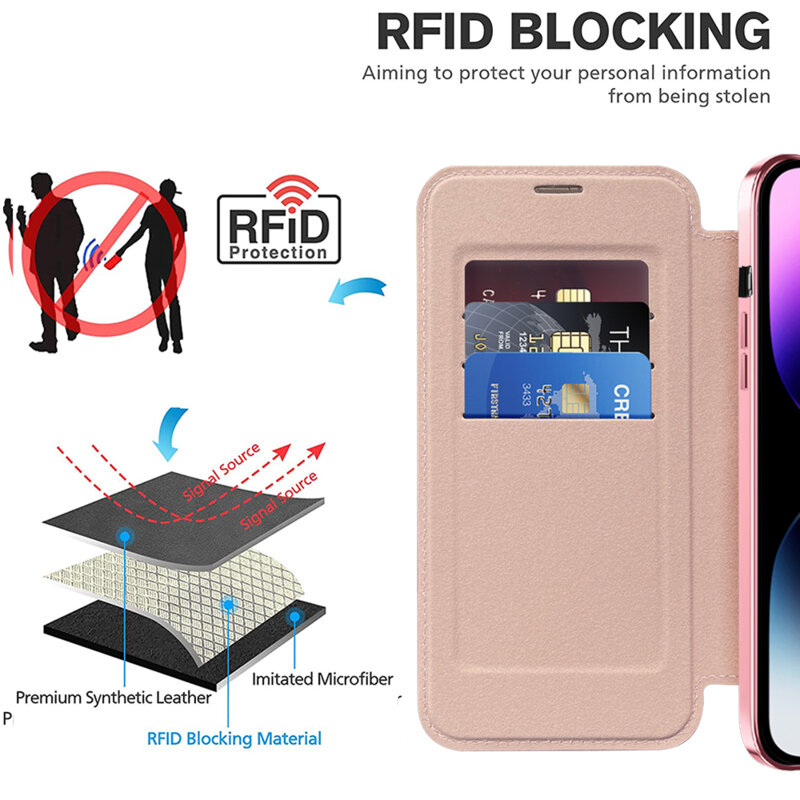 Husa iPhone 14 Pro Max Techsuit SmartMag Book Case, roz