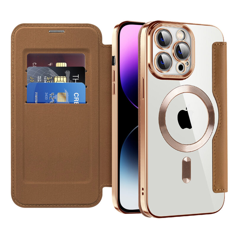 Husa iPhone 14 Pro Max Techsuit SmartMag Book Case, maro