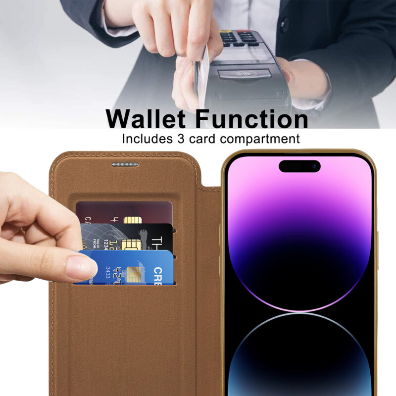 Husa iPhone 14 Pro Max Techsuit SmartMag Book Case, maro