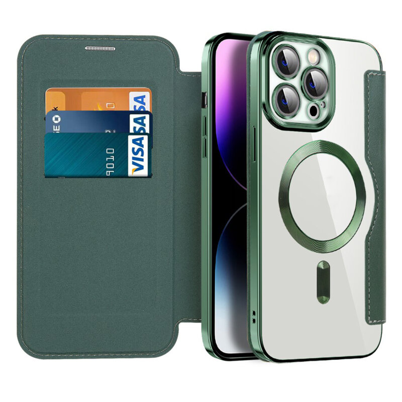 Husa iPhone 14 Pro Max Techsuit SmartMag Book Case, verde