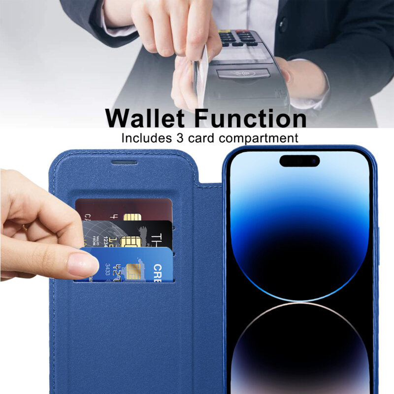 Husa iPhone 14 Pro Max Techsuit SmartMag Book Case, albastru