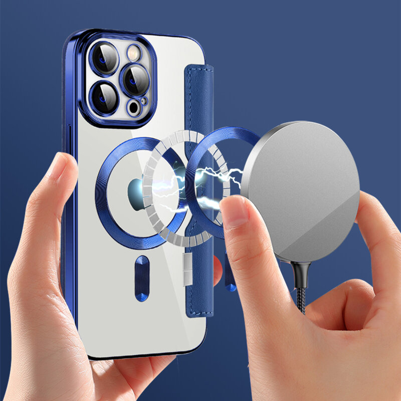 Husa iPhone 14 Pro Max Techsuit SmartMag Book Case, albastru