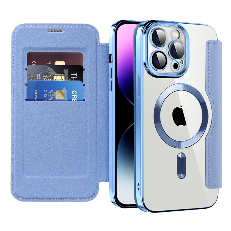 Husa iPhone 14 Pro Max Techsuit SmartMag Book Case, bleu