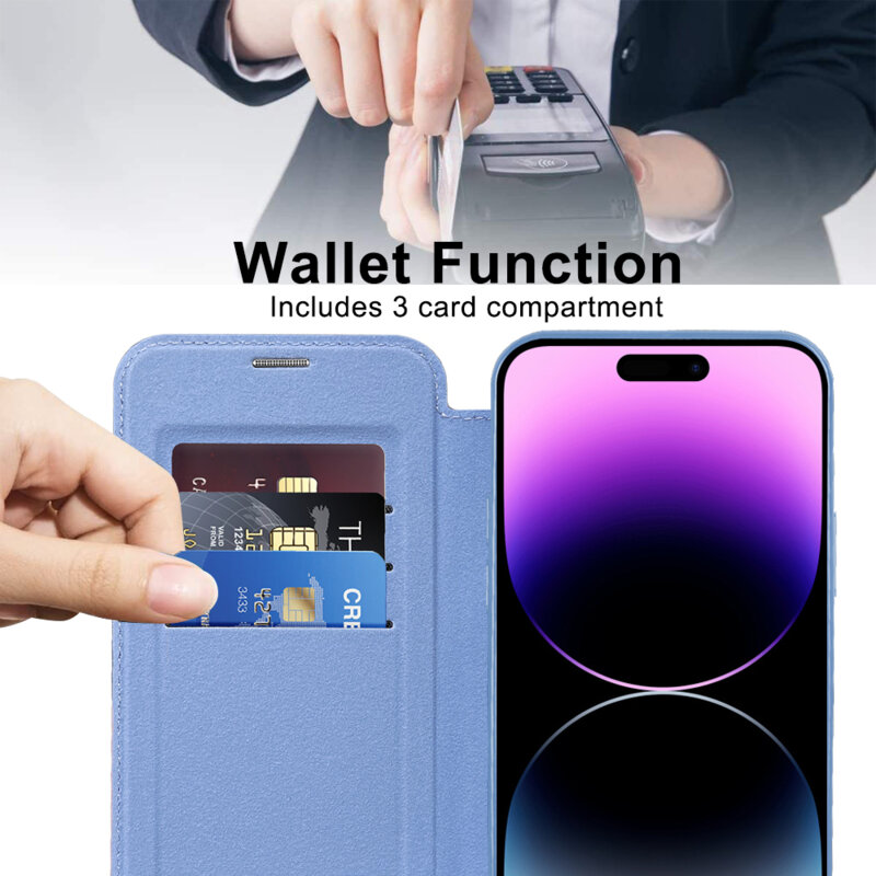 Husa iPhone 14 Pro Max Techsuit SmartMag Book Case, bleu
