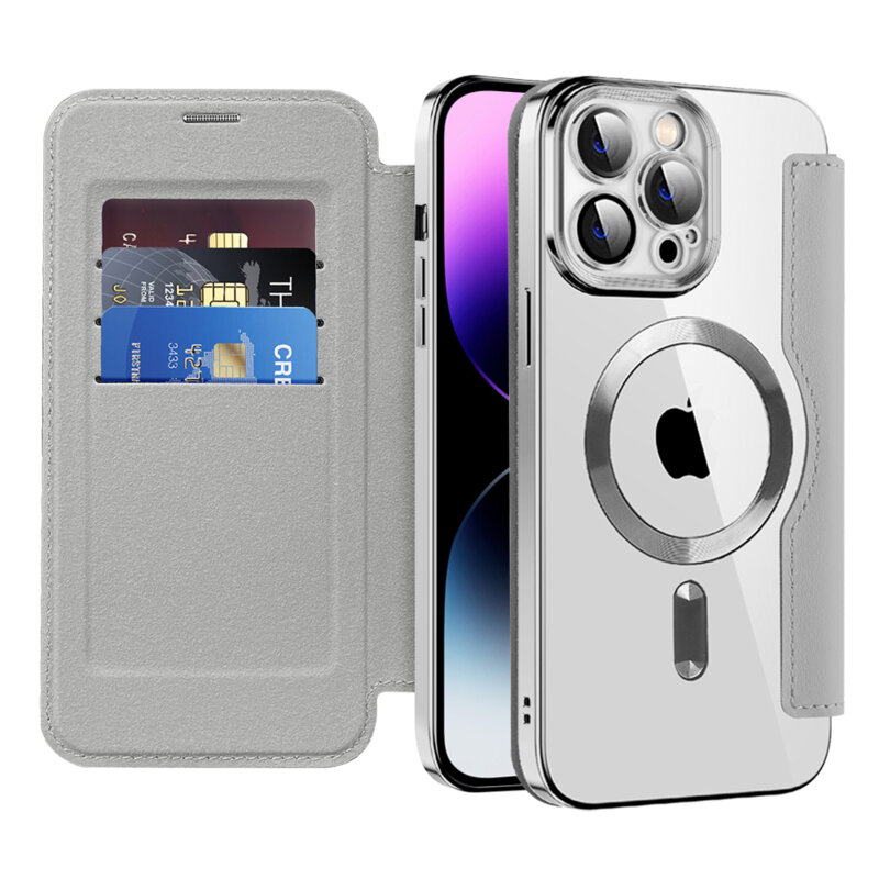 Husa iPhone 14 Pro Max Techsuit SmartMag Book Case, gri