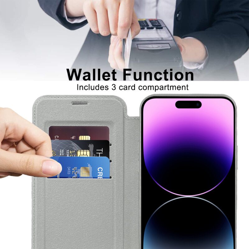 Husa iPhone 14 Pro Max Techsuit SmartMag Book Case, gri