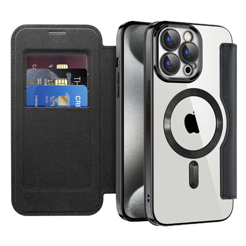 Husa iPhone 15 Pro Techsuit SmartMag Book Case, negru