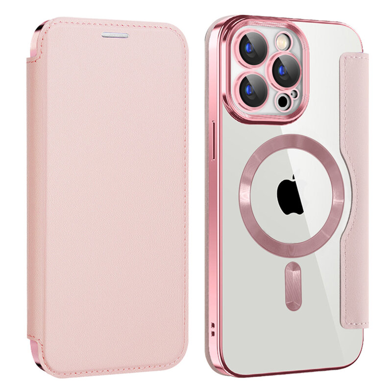 Husa iPhone 15 Pro Techsuit SmartMag Book Case, roz