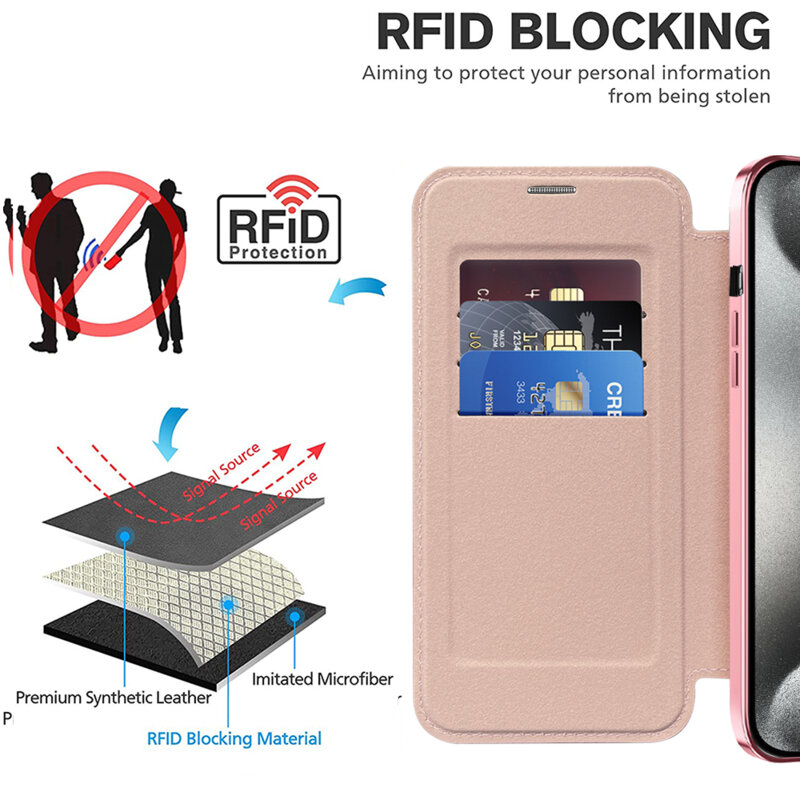 Husa iPhone 15 Pro Techsuit SmartMag Book Case, roz