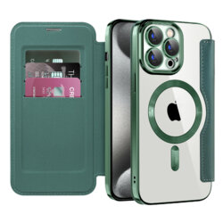 Husa iPhone 15 Pro Techsuit SmartMag Book Case, verde