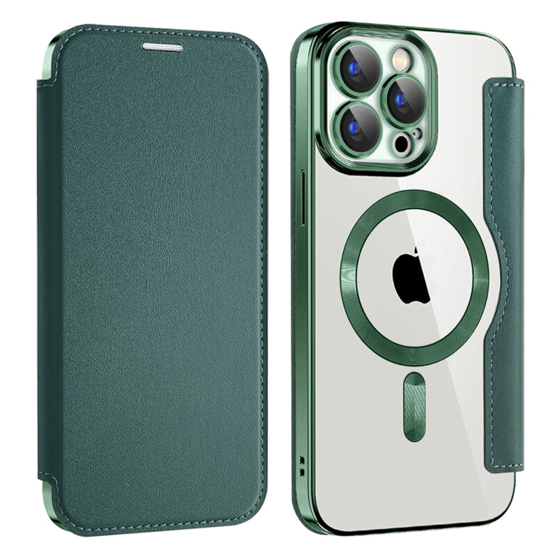 Husa iPhone 15 Pro Techsuit SmartMag Book Case, verde