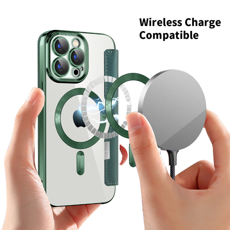 Husa iPhone 15 Pro Techsuit SmartMag Book Case, verde