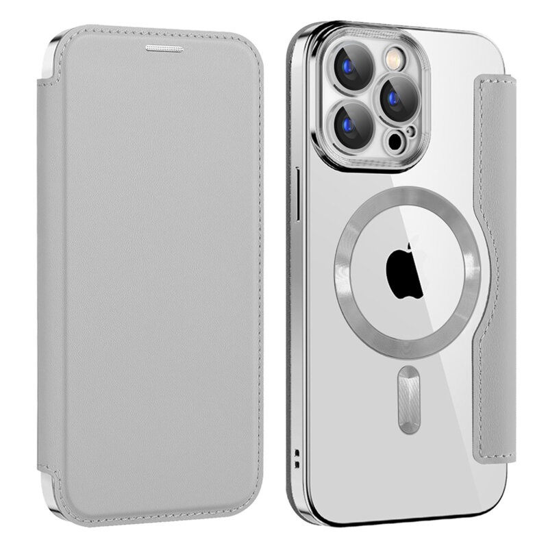 Husa iPhone 15 Pro Techsuit SmartMag Book Case, gri