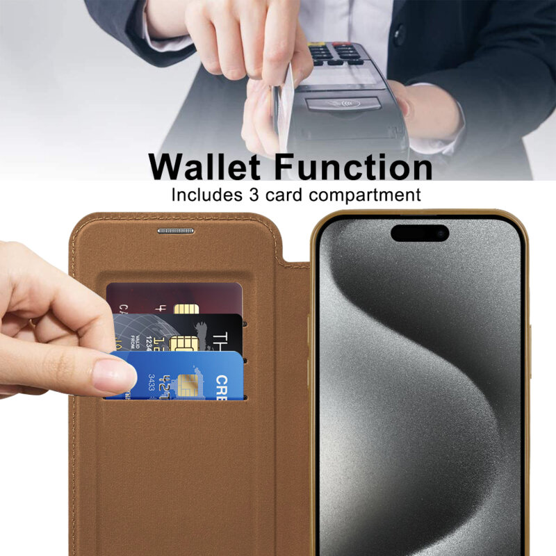 Husa iPhone 15 Pro Max Techsuit SmartMag Book Case, maro