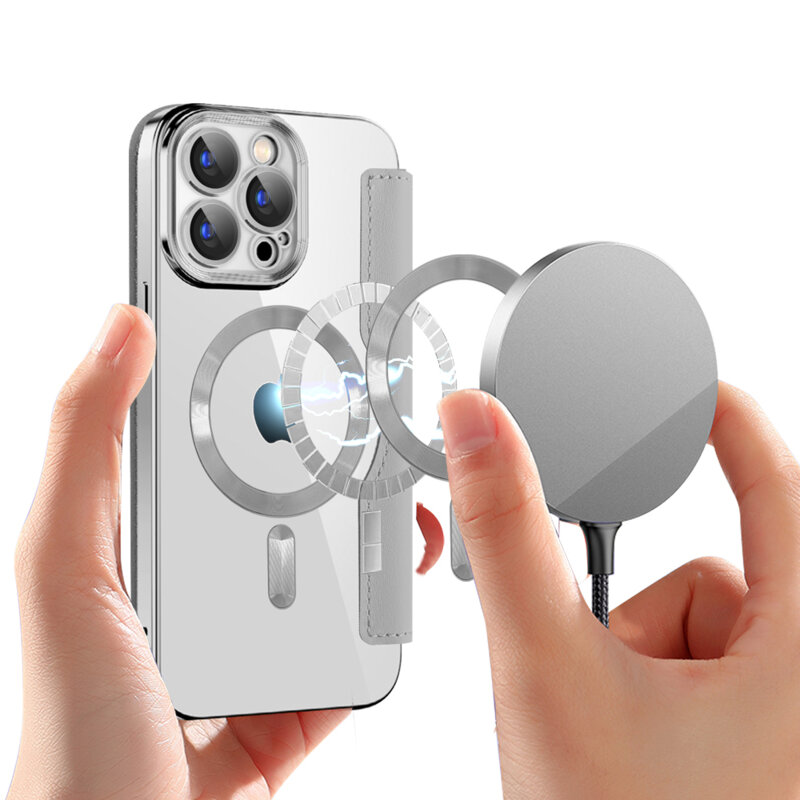 Husa iPhone 15 Pro Max Techsuit SmartMag Book Case, gri