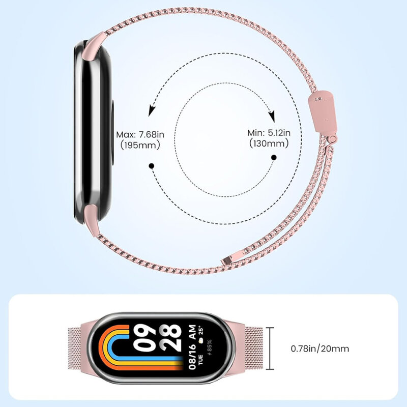 Curea Xiaomi Mi Band 8 NFC Techsuit, roz auriu, W022