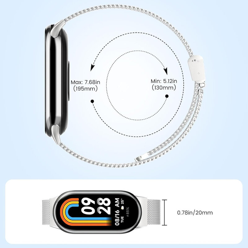 Curea Xiaomi Mi Band 8 Techsuit, argintiu, W022