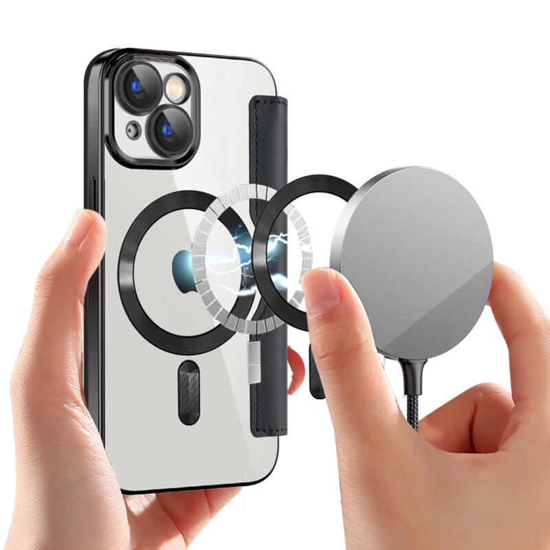 Husa iPhone 15 Techsuit SmartMag Book Case, negru