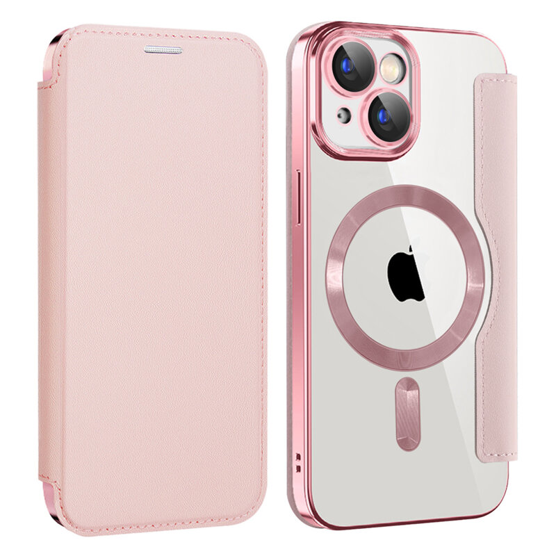 Husa iPhone 15 Techsuit SmartMag Book Case, roz