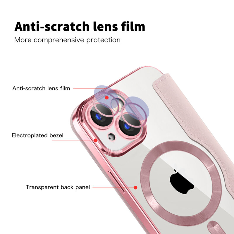 Husa iPhone 15 Techsuit SmartMag Book Case, roz