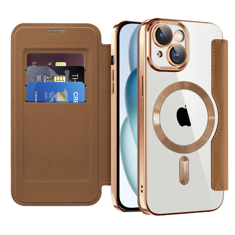 Husa iPhone 15 Techsuit SmartMag Book Case, maro