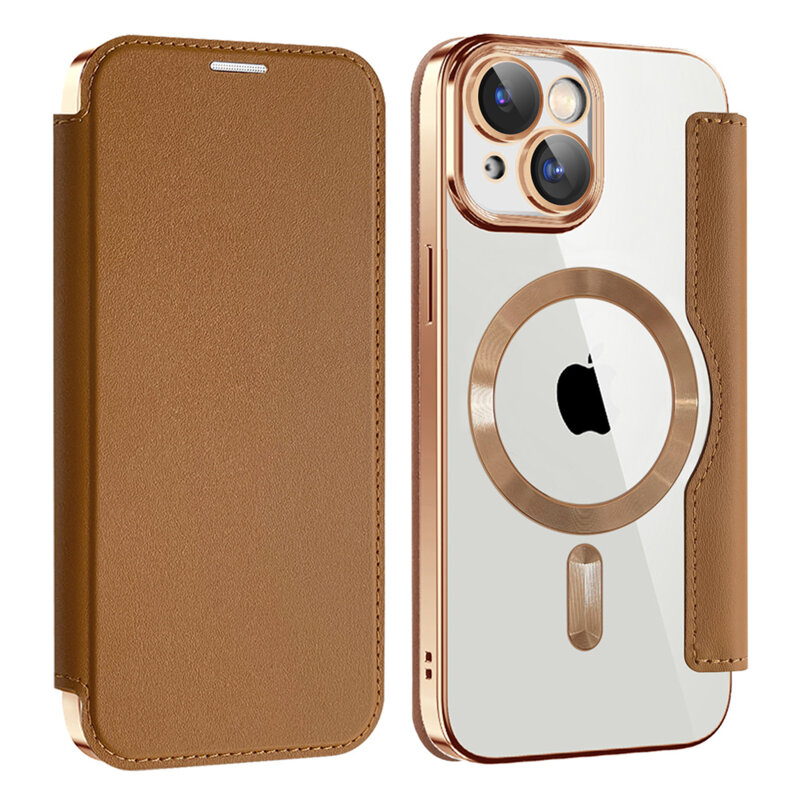 Husa iPhone 15 Techsuit SmartMag Book Case, maro