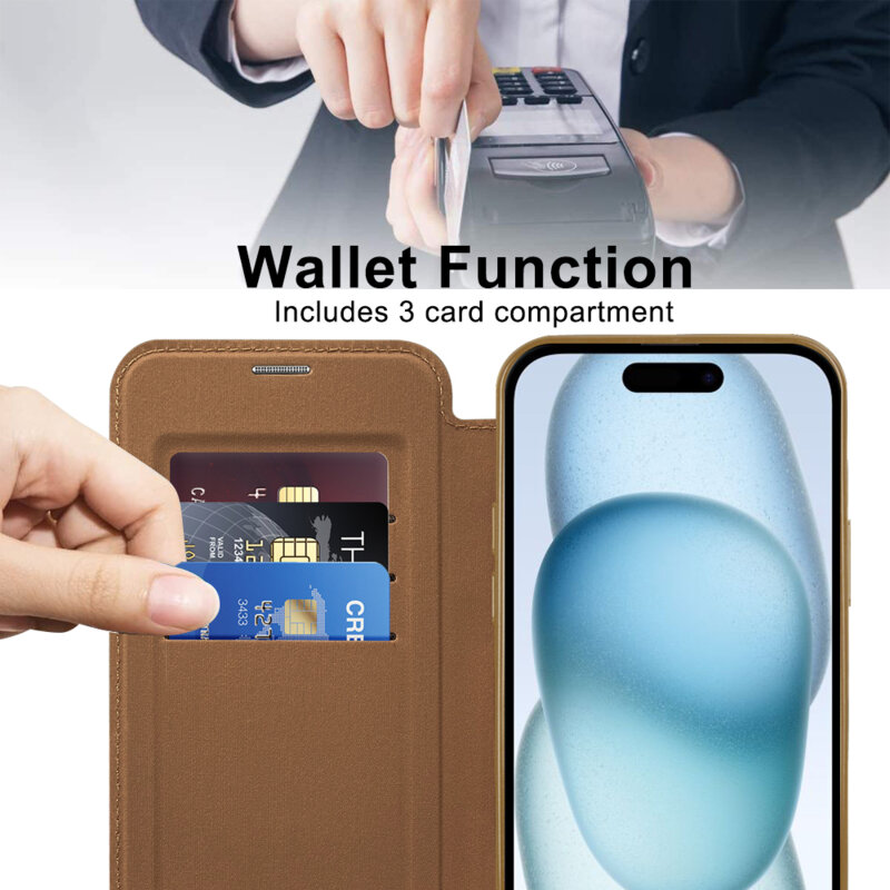 Husa iPhone 15 Techsuit SmartMag Book Case, maro